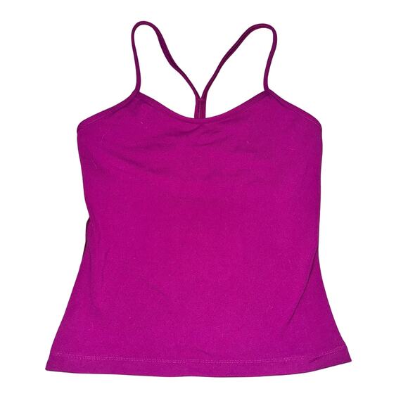 Lululemon Power Y Tank Top Women's Size 6 Regal Plum Fuchsia Luon Shelf Bra - Picture 1 of 4